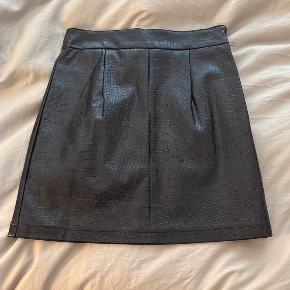French Connection Black Crocodile Skirt